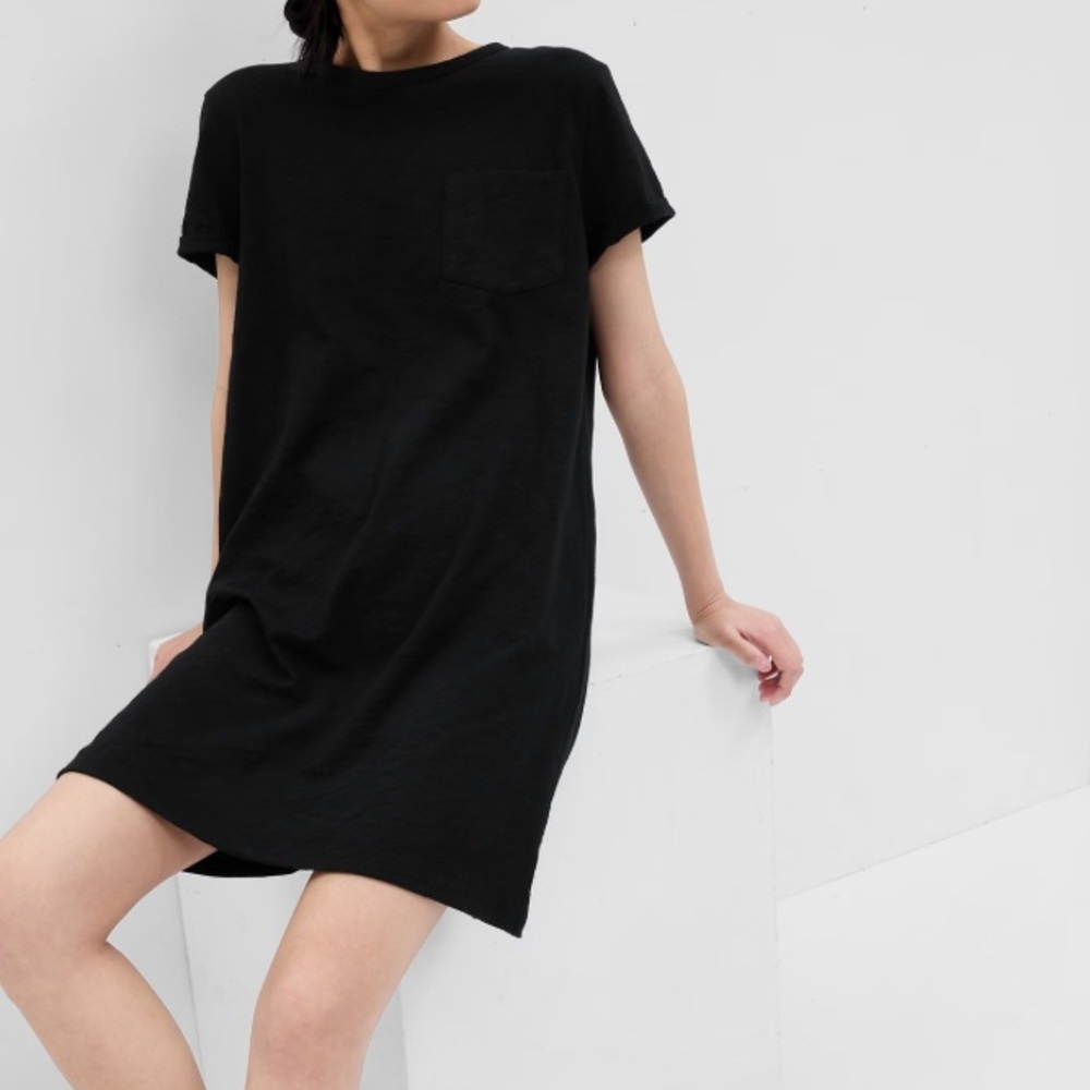 GAP Black Knit T-Shirt Dress Boxy Fit XS